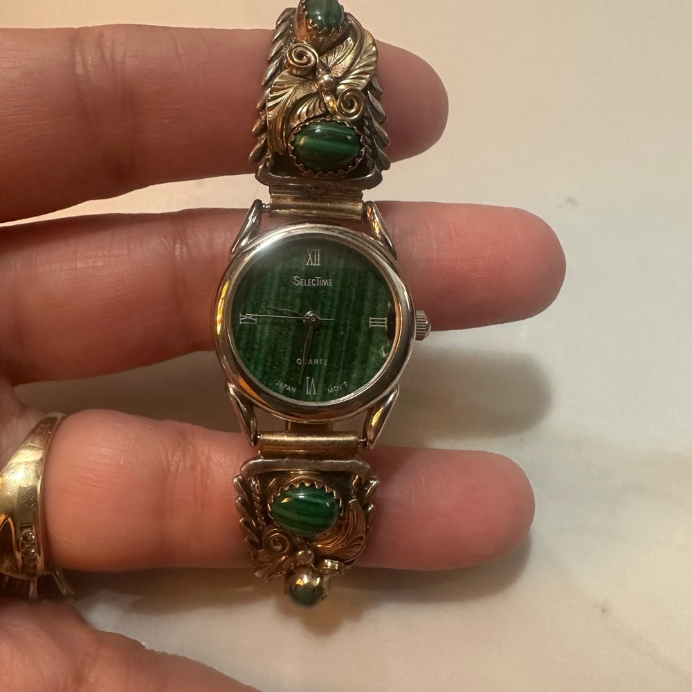 Sterling silver and stone ladies watch band